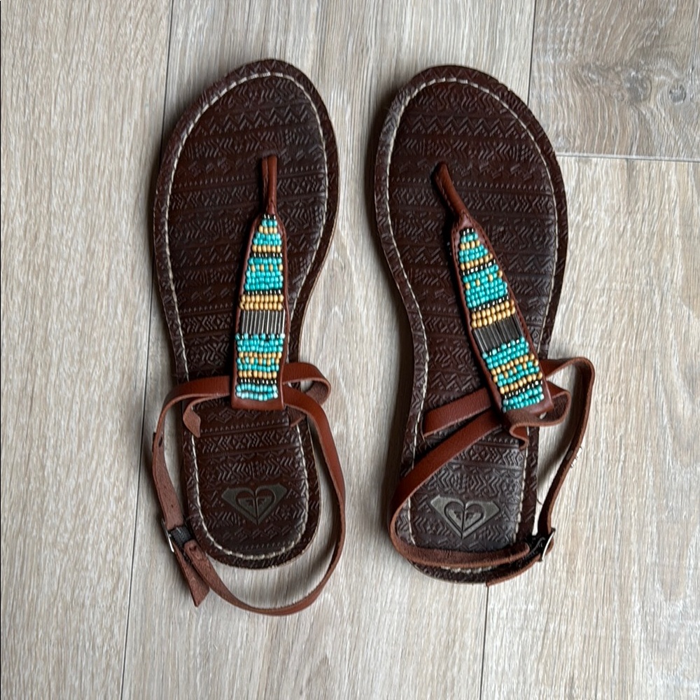 Roxy Blue and Brown Bohemian Sandals